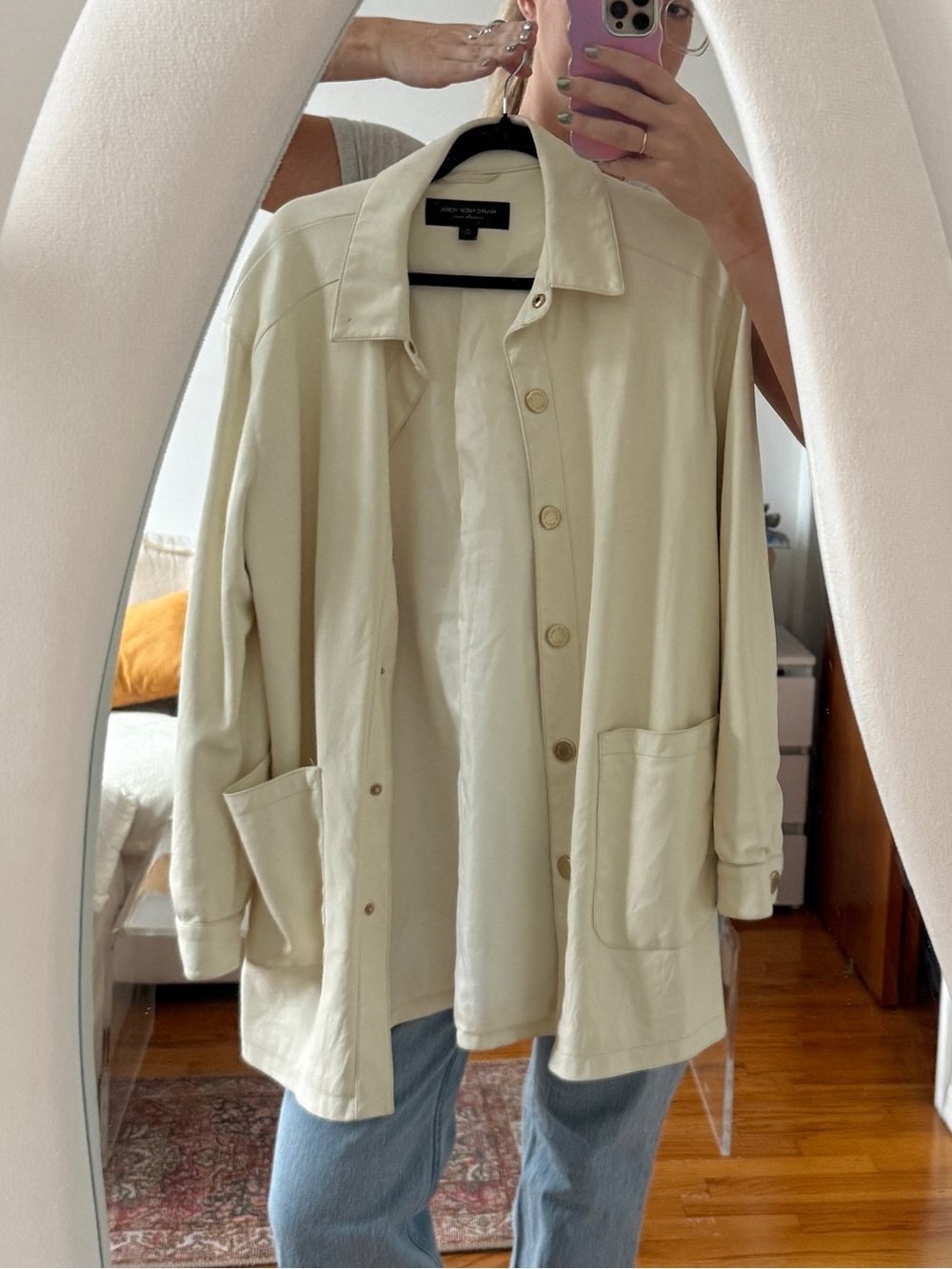 Cream leather jacket with gold buttons Marc New York